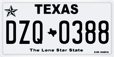 TX license plate DZQ0388