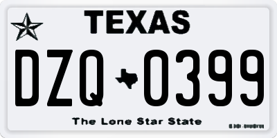 TX license plate DZQ0399