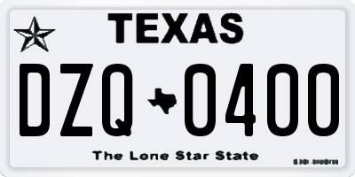 TX license plate DZQ0400