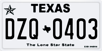 TX license plate DZQ0403