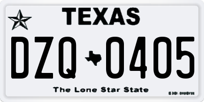 TX license plate DZQ0405