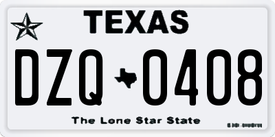 TX license plate DZQ0408