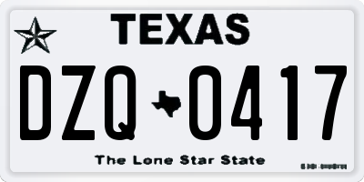 TX license plate DZQ0417