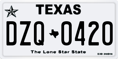 TX license plate DZQ0420