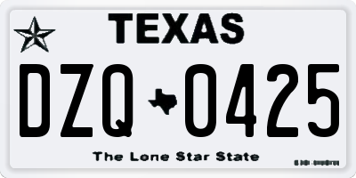 TX license plate DZQ0425