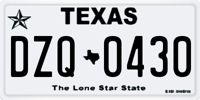 TX license plate DZQ0430
