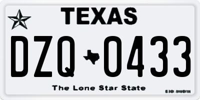 TX license plate DZQ0433