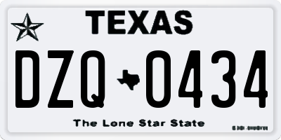 TX license plate DZQ0434