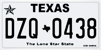 TX license plate DZQ0438