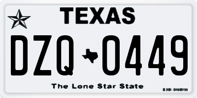 TX license plate DZQ0449