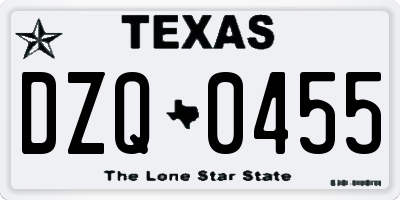 TX license plate DZQ0455