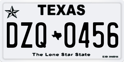TX license plate DZQ0456
