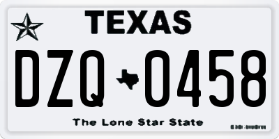 TX license plate DZQ0458