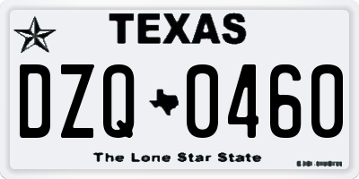 TX license plate DZQ0460