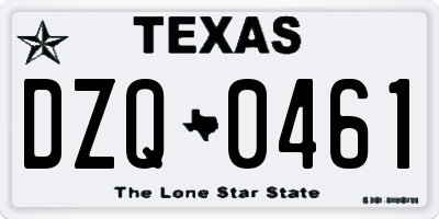 TX license plate DZQ0461