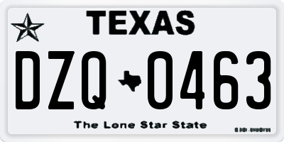TX license plate DZQ0463