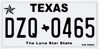 TX license plate DZQ0465