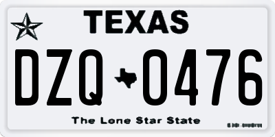 TX license plate DZQ0476