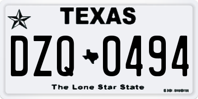 TX license plate DZQ0494