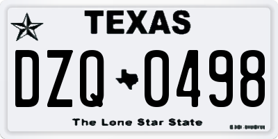 TX license plate DZQ0498
