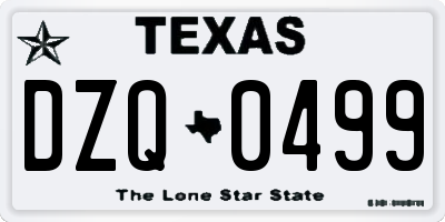 TX license plate DZQ0499