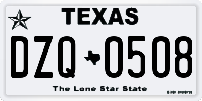 TX license plate DZQ0508