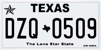 TX license plate DZQ0509