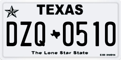 TX license plate DZQ0510