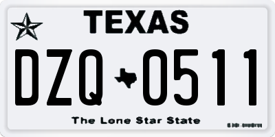 TX license plate DZQ0511