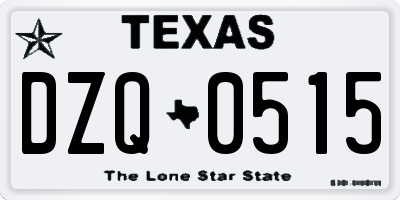 TX license plate DZQ0515