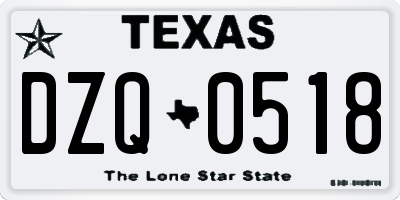 TX license plate DZQ0518