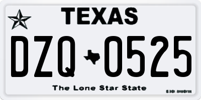 TX license plate DZQ0525