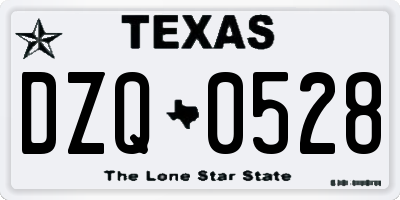 TX license plate DZQ0528