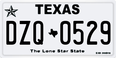 TX license plate DZQ0529