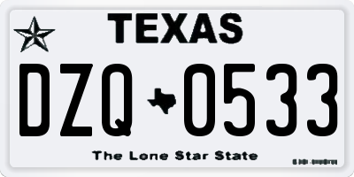 TX license plate DZQ0533