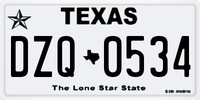 TX license plate DZQ0534