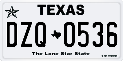 TX license plate DZQ0536