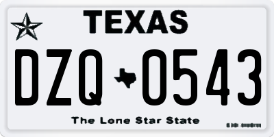 TX license plate DZQ0543