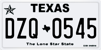 TX license plate DZQ0545