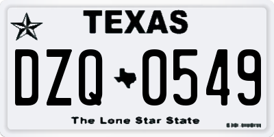 TX license plate DZQ0549