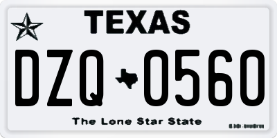 TX license plate DZQ0560
