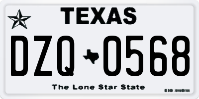 TX license plate DZQ0568
