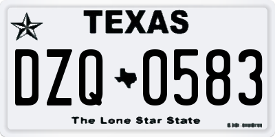 TX license plate DZQ0583