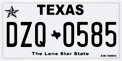 TX license plate DZQ0585