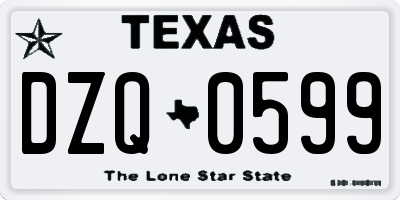 TX license plate DZQ0599