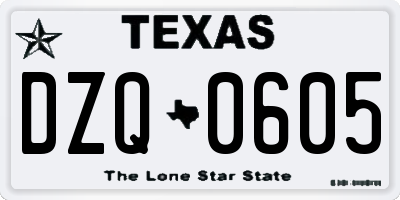 TX license plate DZQ0605