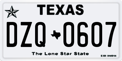 TX license plate DZQ0607