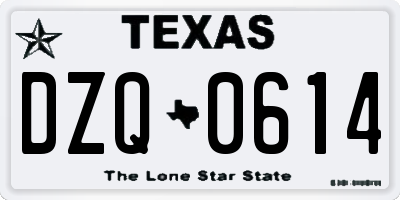 TX license plate DZQ0614