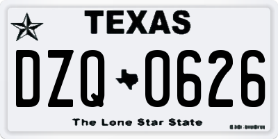 TX license plate DZQ0626