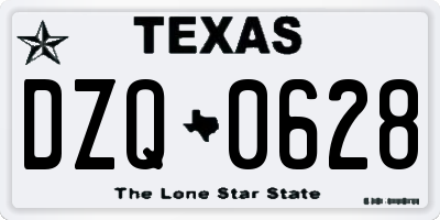 TX license plate DZQ0628